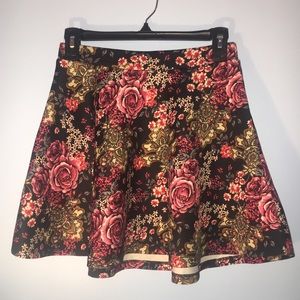 Forever 21 Black Floral Print Skirt